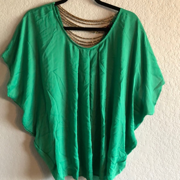 Annabelle Tops - Brand new green with gold blouse